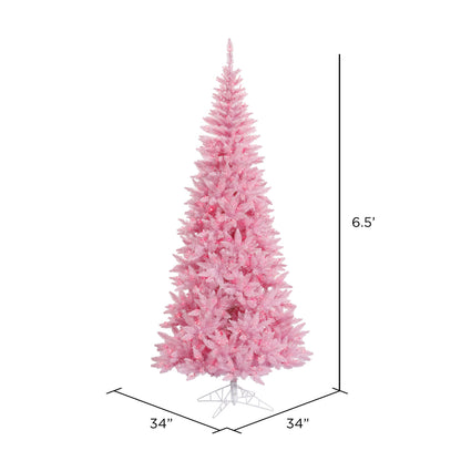 Vickerman 6.5' Pink Fir Slim Artificial Christmas Tree Pink  Dura-lit LED Lights