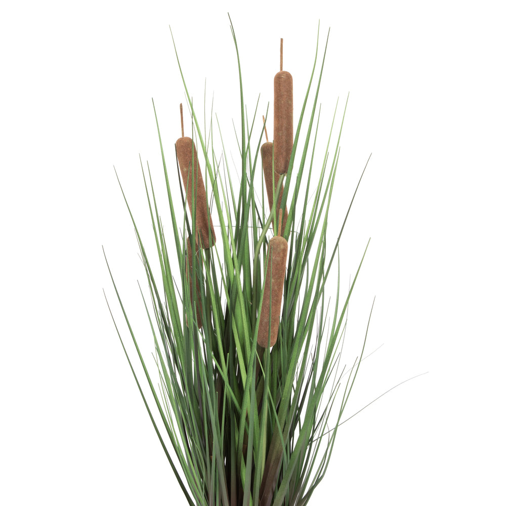 Vickerman 24" Artificial Potted Green Straight Grass and Cattails.
