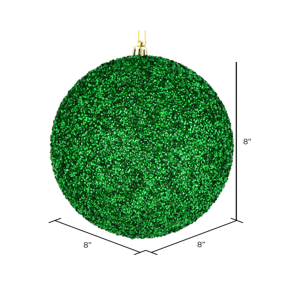 Vickerman 8" Green Beaded Ball Ornament 2 per Bag