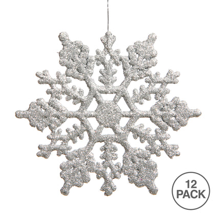 Vickerman 6.25" Silver Glitter Snowflake Christmas Ornament 12 per Box
