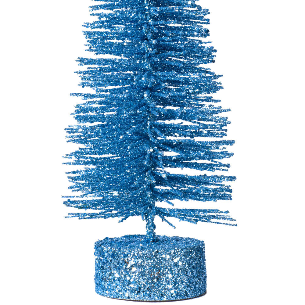 Vickerman 7"-9"-11" Baby Blue Glitter Oval Pine Artificial Christmas Tree Set of 3