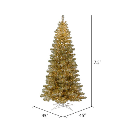 Vickerman 7.5' x 45" Champagne Artificial Christmas Tree Warm White 8 function 3MM LED Lights