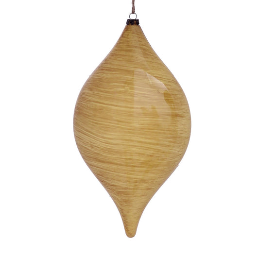 Vickerman 11.5" Tan Wood Grain Drop Christmas Ornament Pack of 2