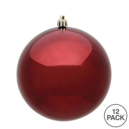 Vickerman 3" Burgundy Shiny Ball Ornament 12 per Bag