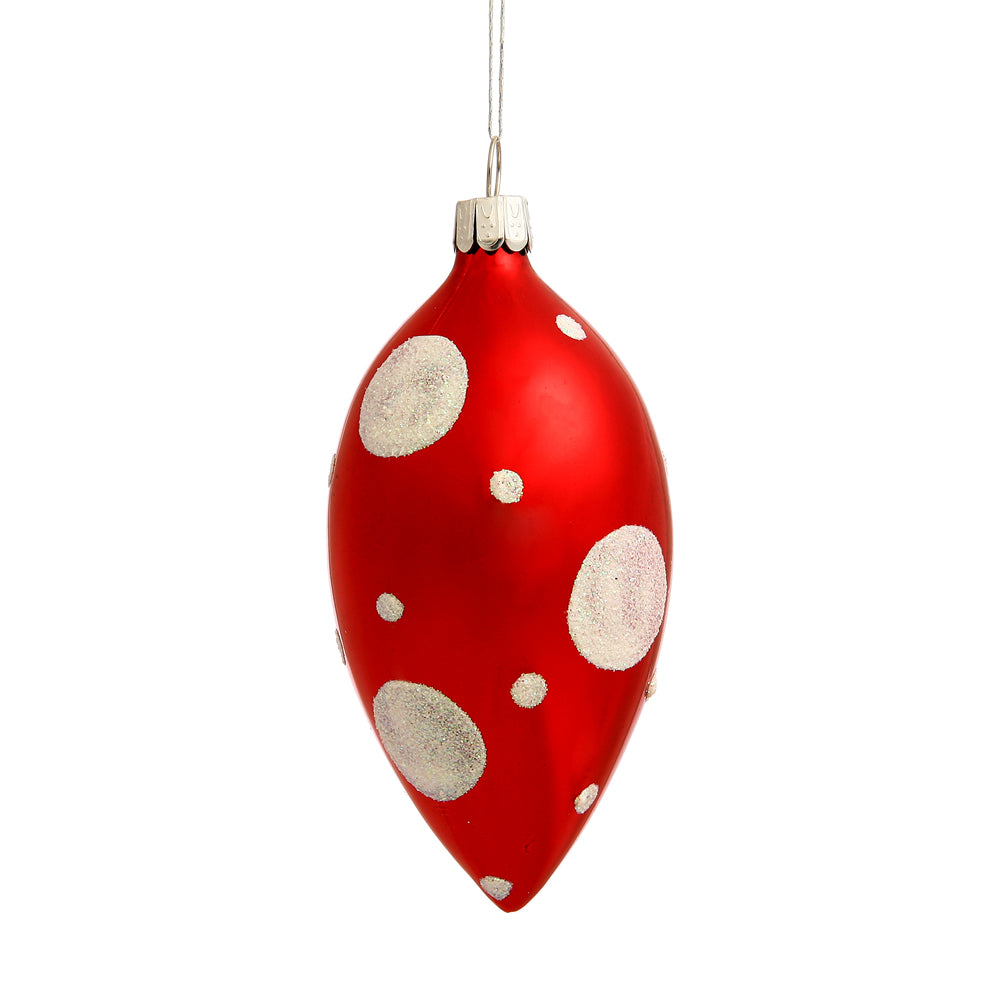 Vickerman 4" Red Matte and Glitter Polka Dot Finial Ornament Pack of 3