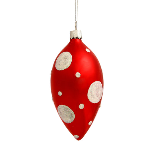 Vickerman 4" Red Matte and Glitter Polka Dot Finial Ornament Pack of 3