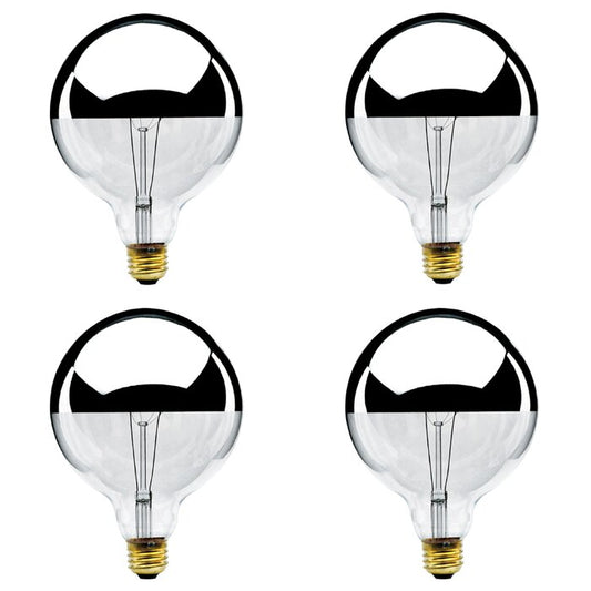 BULBRITE INCANDESCENT G40 MEDIUM SCREW (E26) 100W DIMMABLE LIGHT BULB 2700K/WARM WHITE HALF MIRROR 4PK (712351)