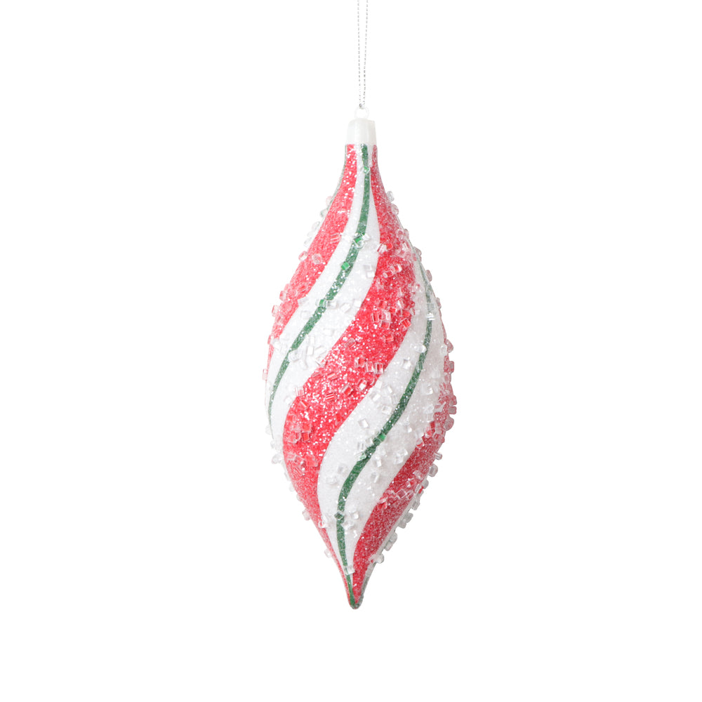 Vickerman 7" White Red Green Swirl Shuttle Ornament 3 per bag.