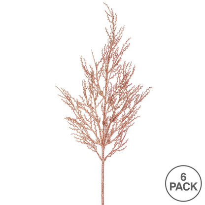 Vickerman 28" Rose Gold Onoclea Glitter Wild Huck Artificial Christmas Spray. Includes 6 sprays per pack.