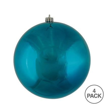 Vickerman 6" Sea Blue Shiny Ball Ornament 4 per Bag
