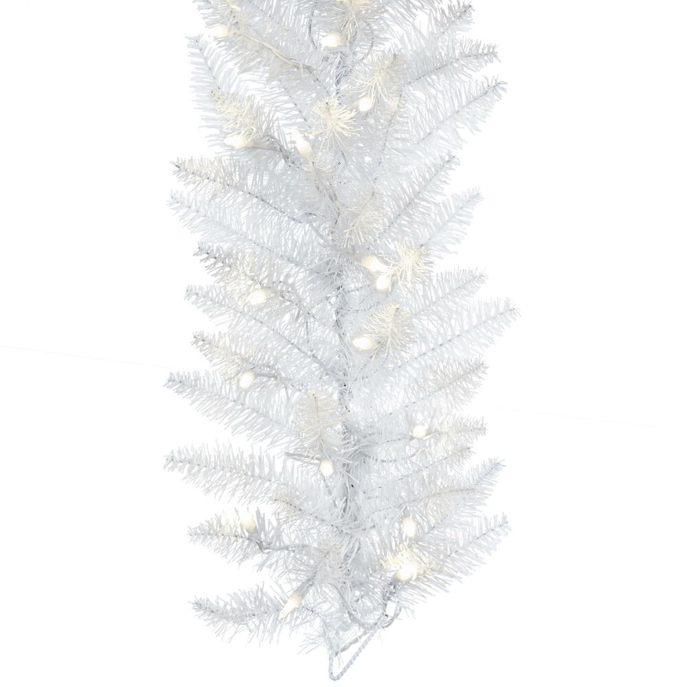 Vickerman 9' White Artificial Christmas Garland Warm White Dura-Lit LED lights