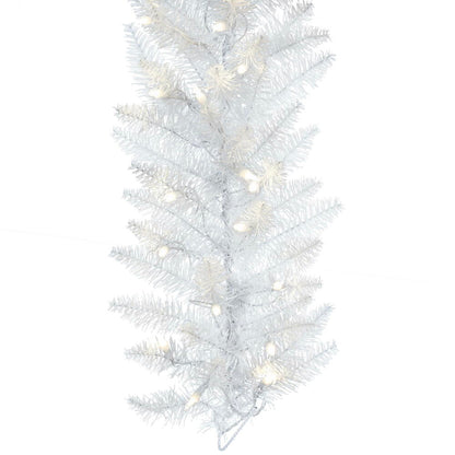 Vickerman 9' White Artificial Christmas Garland Warm White Dura-Lit LED lights