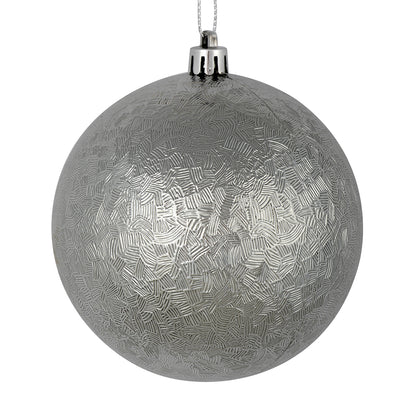 Vickerman 4" Pewter Brushed Ball Ornament 6 per Bag