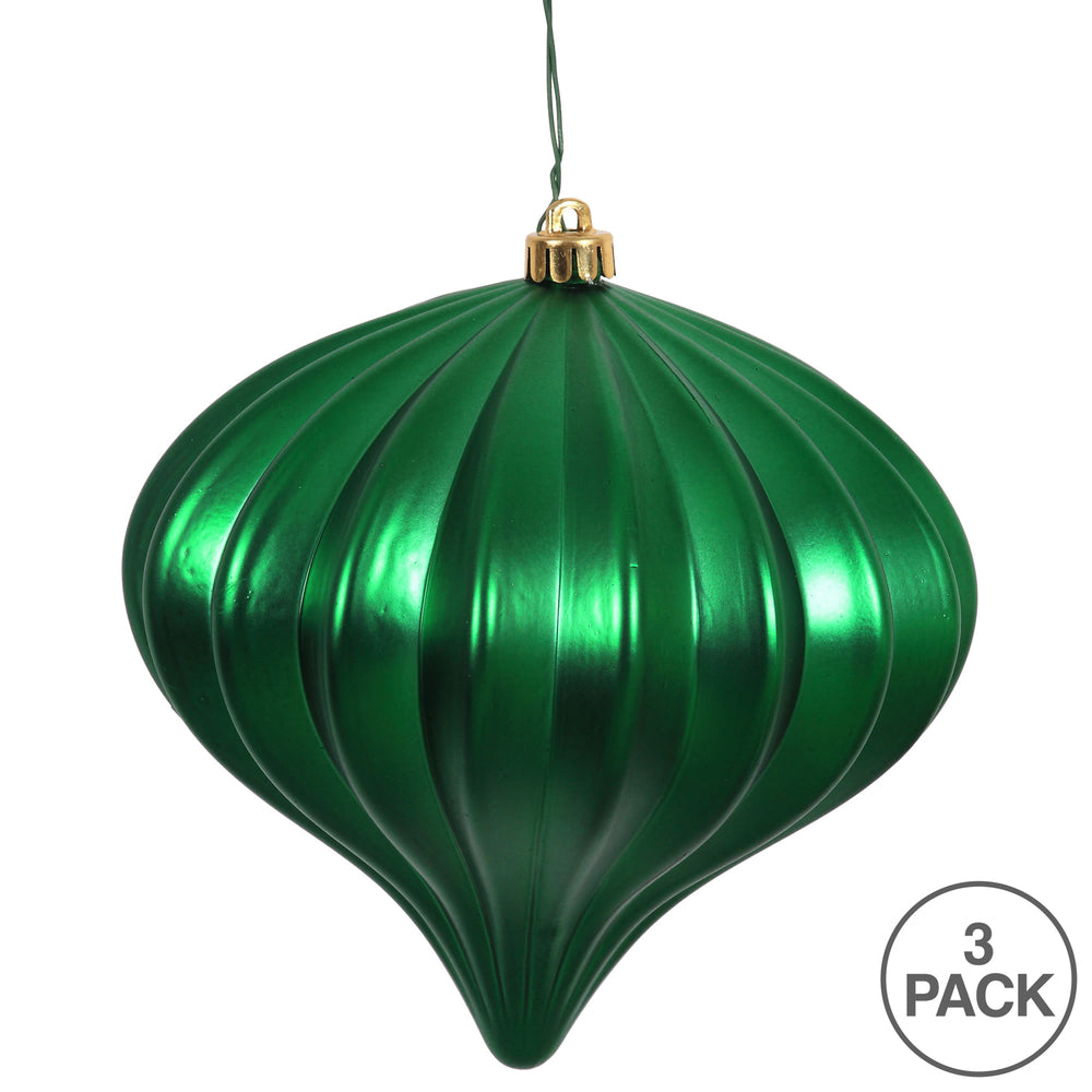 Vickerman 5.7" Green Matte Onion Christmas Ornament UV treated Set of 3