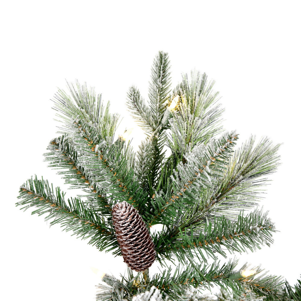 Vickerman 4.5' x 34" Flocked Ellis Pine Artificial Christmas Tree Warm White Dura-Lit® LED Lights