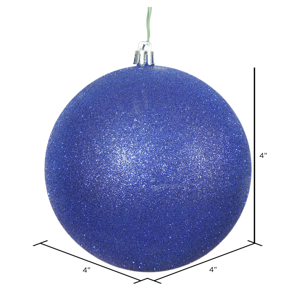 Vickerman 4" Cobalt Glitter Ball Ornament 6 per Bag