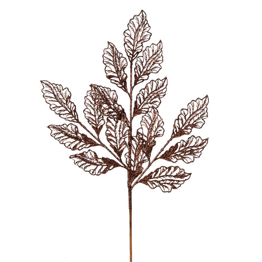 Vickerman 21" Chocolate Glitter Coleus Leaf Lace Artificial Christmas Spray. Includes 12 sprays per pack.