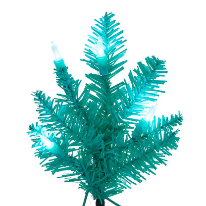 Vickerman 2' x 20" Aqua Tinsel Christmas Tree with 50 Aqua LED Lights.