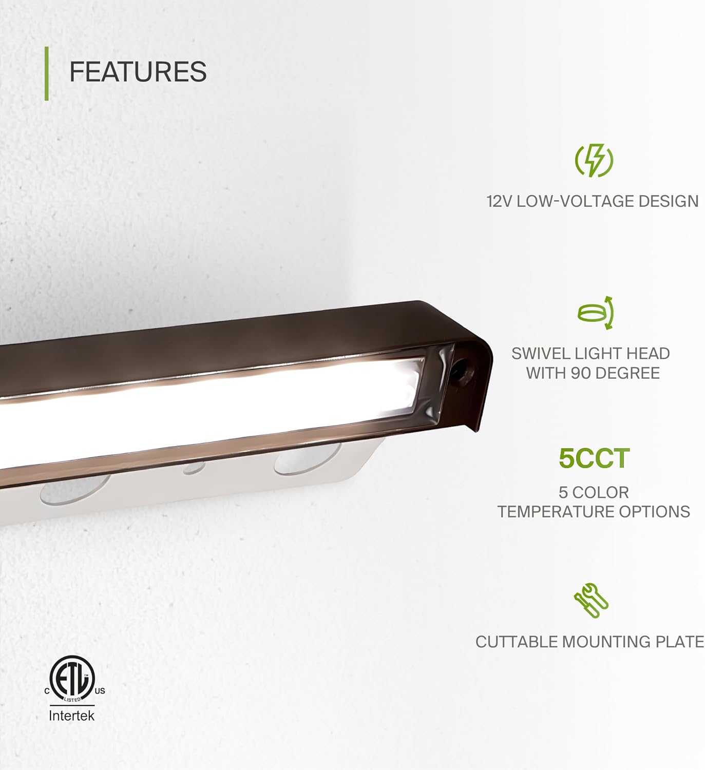 ASD Lighting LED Hardscape Light Swivel 7inch 5W 12V Non-Dimmable 2200K/2700K/3000K/4000K/5000K Bronze ETL 4 pack