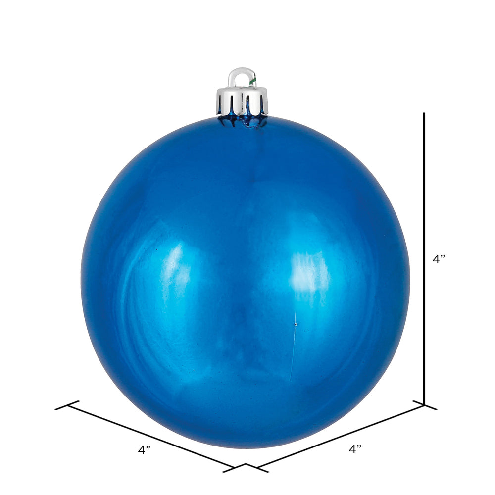 Vickerman 4" Blue Shiny Ball Ornament 6 per Bag