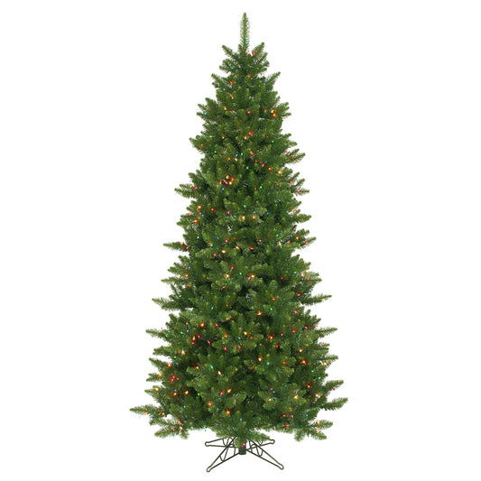 Vickerman 7.5' Camdon Fir Slim Artificial Christmas Tree Multi-colored Dura-lit LED Lights