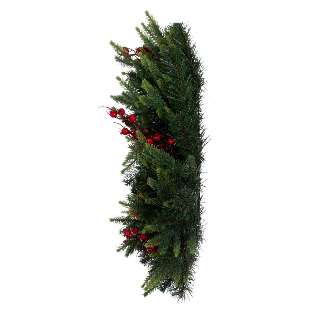 Vickerman 24" Berry Mixed Pine Cone Artificial Unlit Wreath.