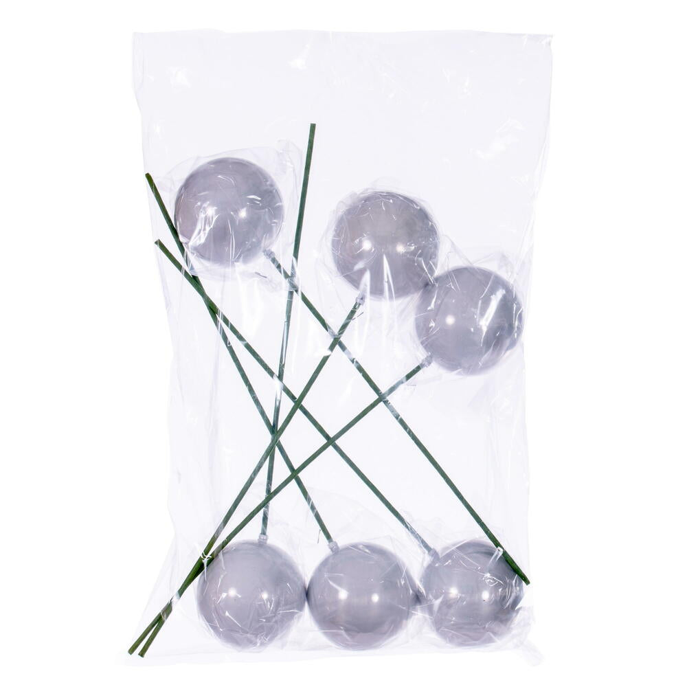 Vickerman 4" x 18" Silver Pearl Ball Ornament Stick 6 per bag.