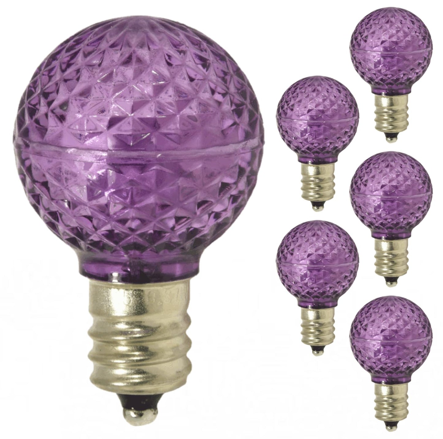 Damar- G9 LED Bulb Twinkle Faceted Crystal Transparent Purple 0.6W-0.96W E12 Candelabra Base 100-130V Pack of 6- Small Globe Mood Colored Lighting for Party Christmas Home Decoration