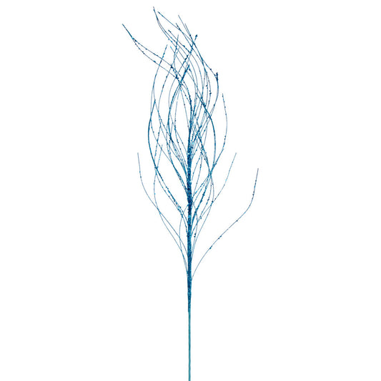 Vickerman 37" Turquoise Wavy Twig Glitter Spray 6 per bag.