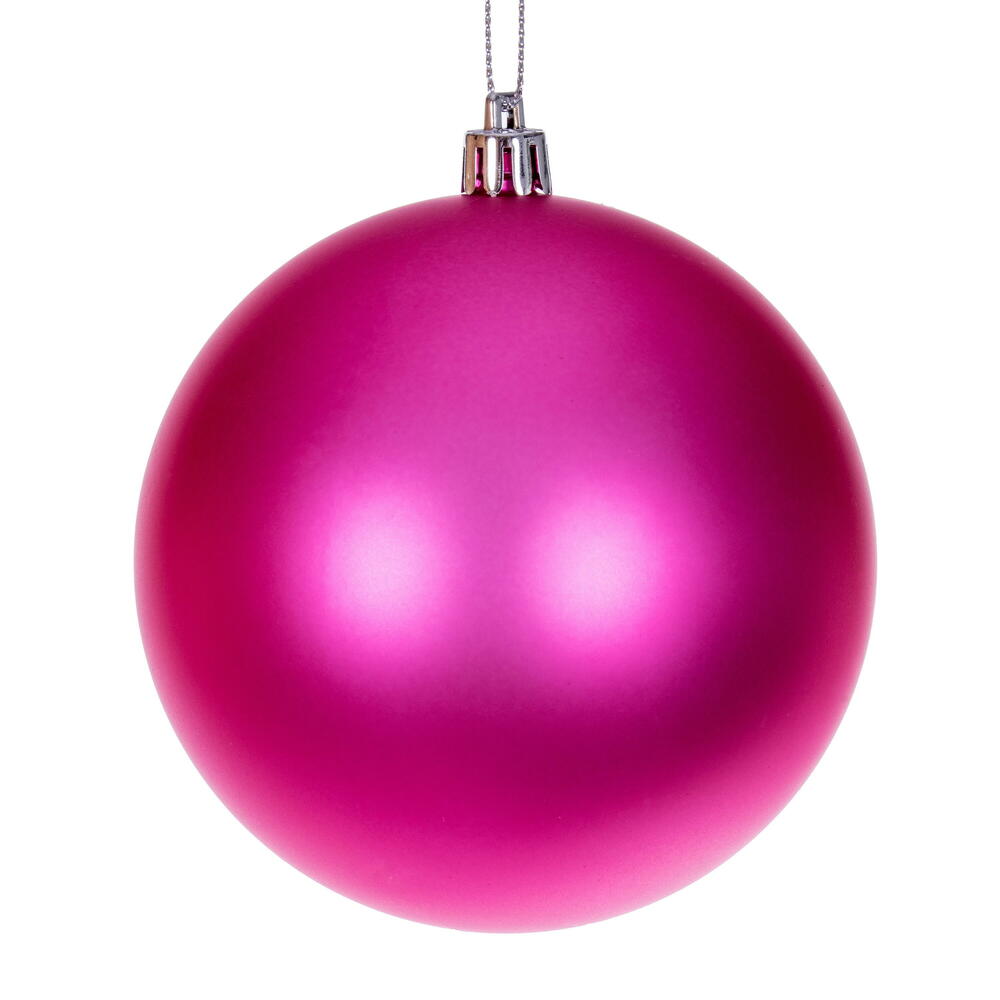 Vickerman 4" Hot Pink 4-Finish Ball Ornament 12 per box.