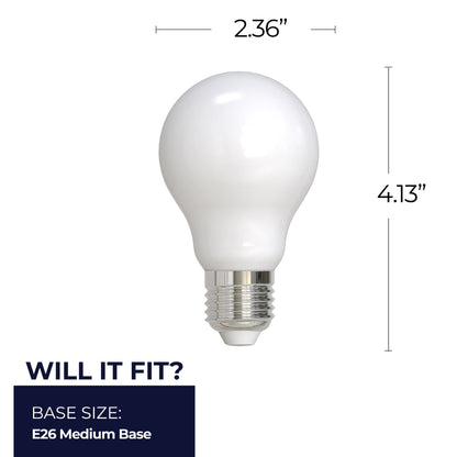 Bulbrite 862070 LED Filament Pack of (4) 5 Watt Dimmable A19 Light Bulb with Milky Glass Finish and Medium (E26) Base - 2700K (Warm White Light), 450 Lumens