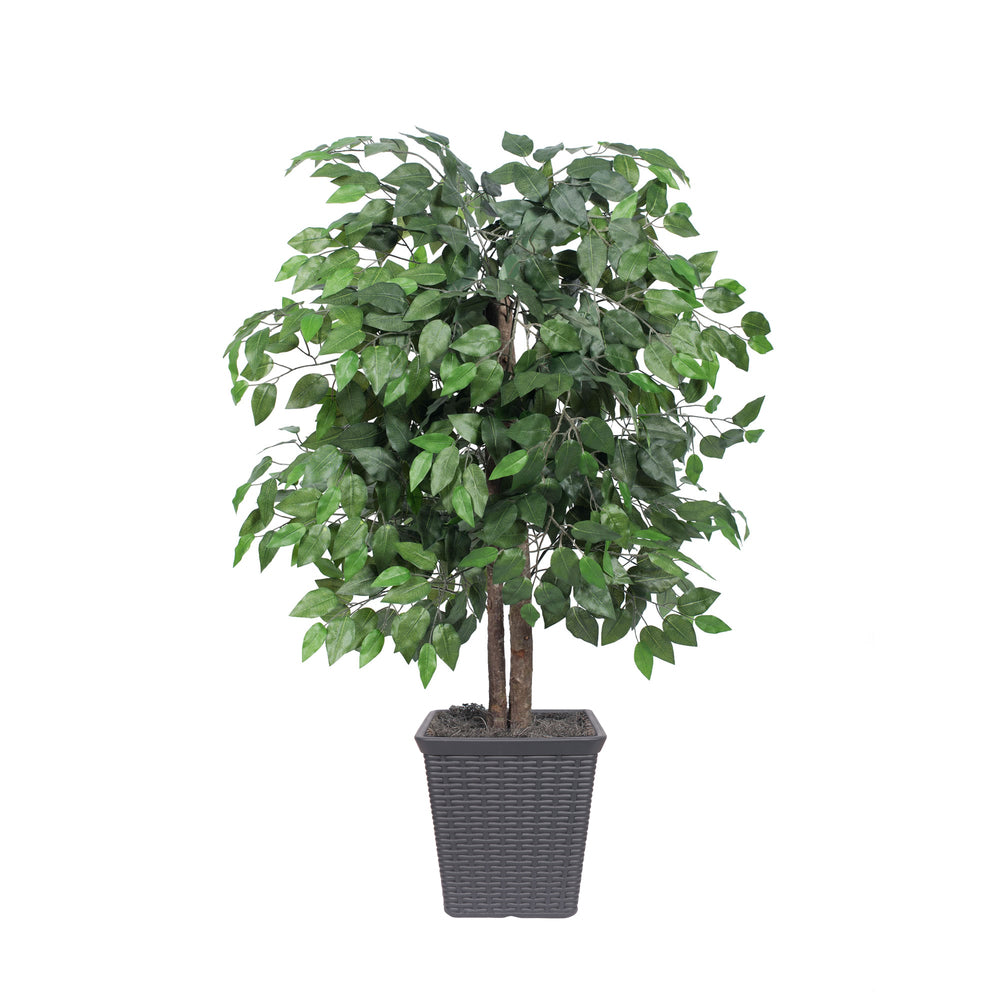 Vickerman 4' Artificial Ficus Bush Gray Square Plastic Container