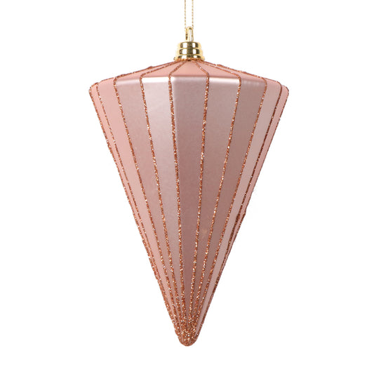 Vickerman 6" Matte Rose Gold Cone Ornament 3 per bag.