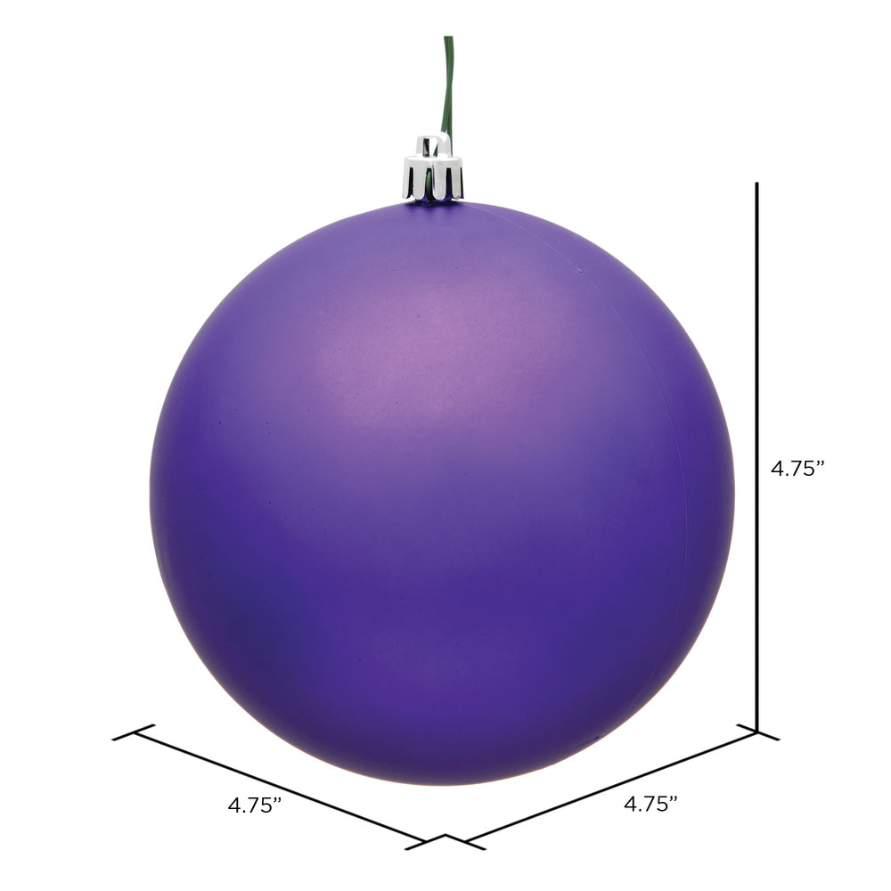 Vickerman 4.75" Purple Matte Ball Ornament 4 per Bag