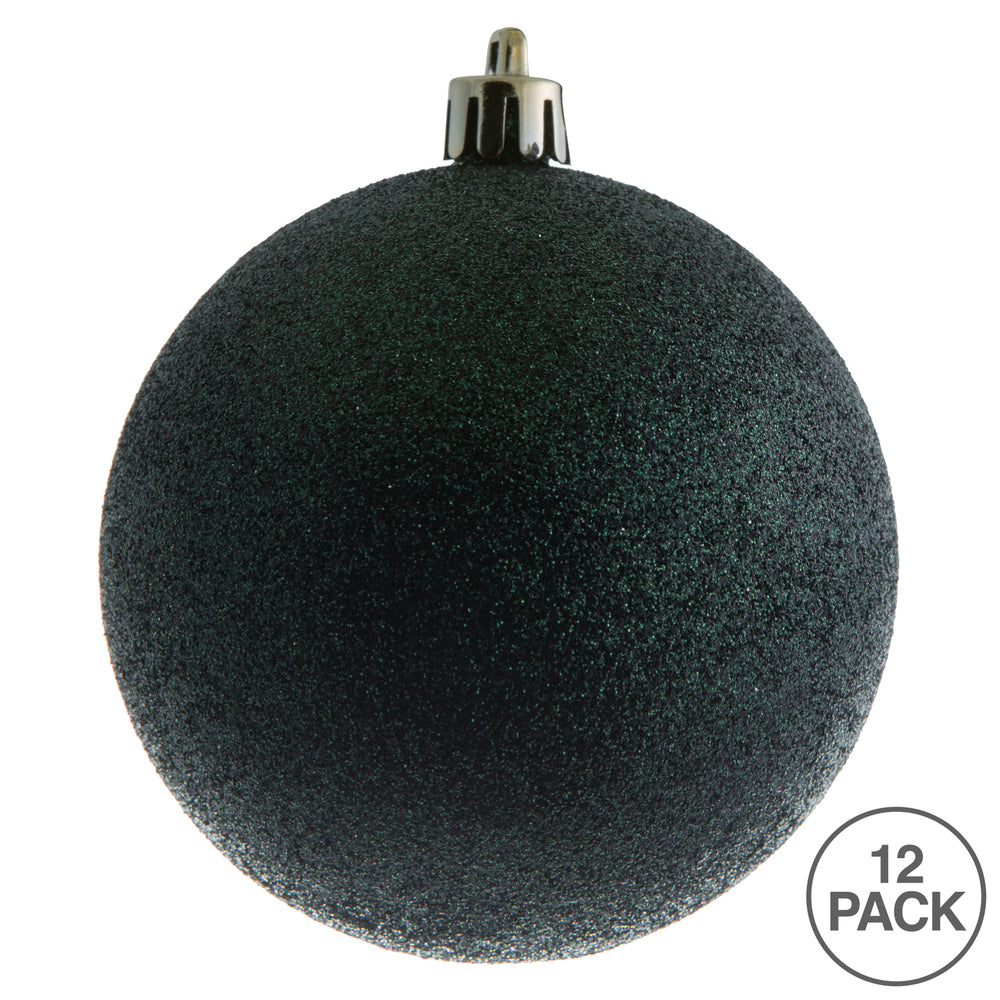 Vickerman 3" Midnight Green Glitter Ball Ornament 12 per Bag