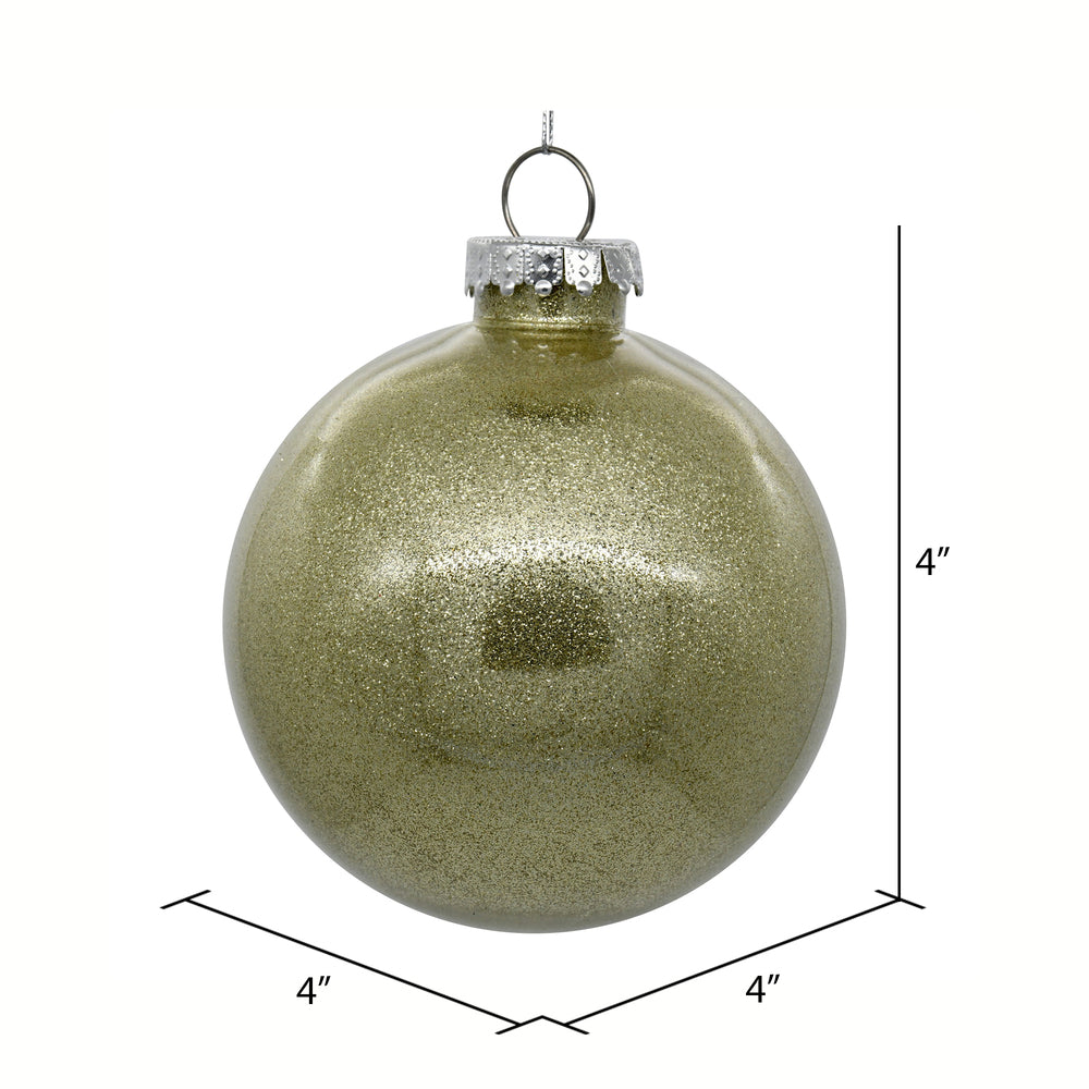 Vickerman 4" Clear Ball Christmas Ornament with Champagne Glitter Interior 6 Pieces per bag