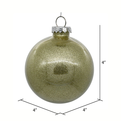 Vickerman 4" Clear Ball Christmas Ornament with Champagne Glitter Interior 6 Pieces per bag