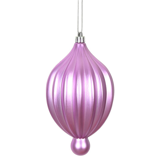 Vickerman 6.3" x 3.5"  Orchid Matte Lantern Ornament with drilled and wired caps. Comes 4 per Bag.