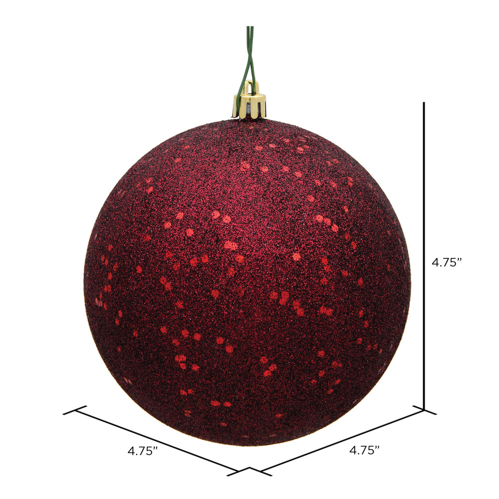 Vickerman 4.75" Burgundy Sequin Ball Ornament 4 per Bag