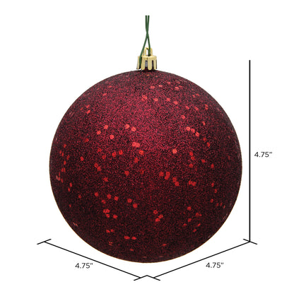 Vickerman 4.75" Burgundy Sequin Ball Ornament 4 per Bag