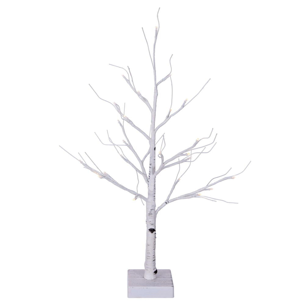 Vickerman 2' White Birch Twig Tree Battery Operated Warm White 3mm Wide Angle LED lights.