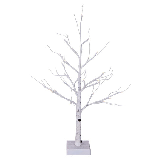 Vickerman 2' White Birch Twig Tree Battery Operated Warm White 3mm Wide Angle LED lights.