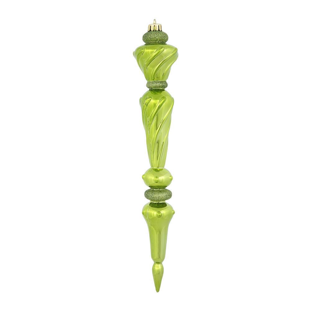 Vickerman 12" Lime Shiny Icicle Drop Christmas Ornament 3 per Box