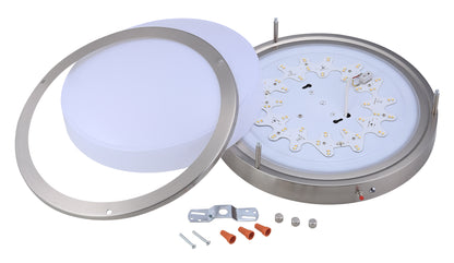 ASD Lighting LED Double Ring Flushmount 12inch 20W 120-277V Triac 3000/4000/5000K with Battery Back-up 12W Nickel ETL