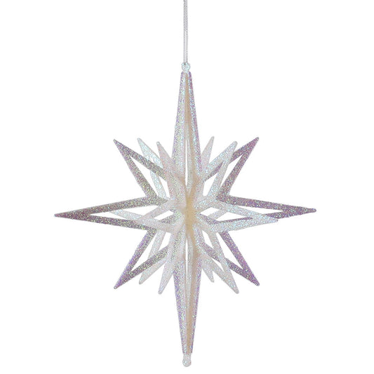 Vickerman 12" White Iridescent Star Christmas Ornament