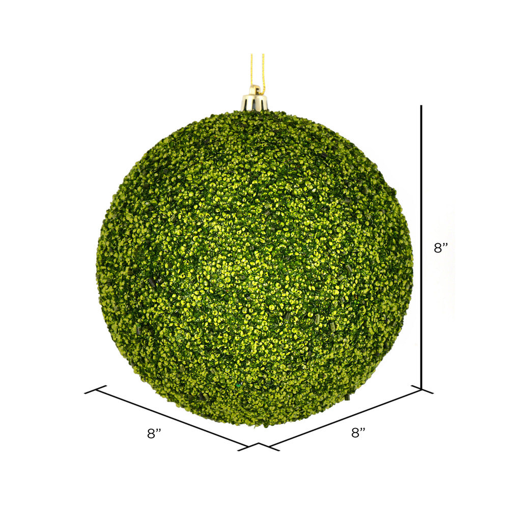 Vickerman 8" Lime Beaded Ball Ornament 2 per Bag
