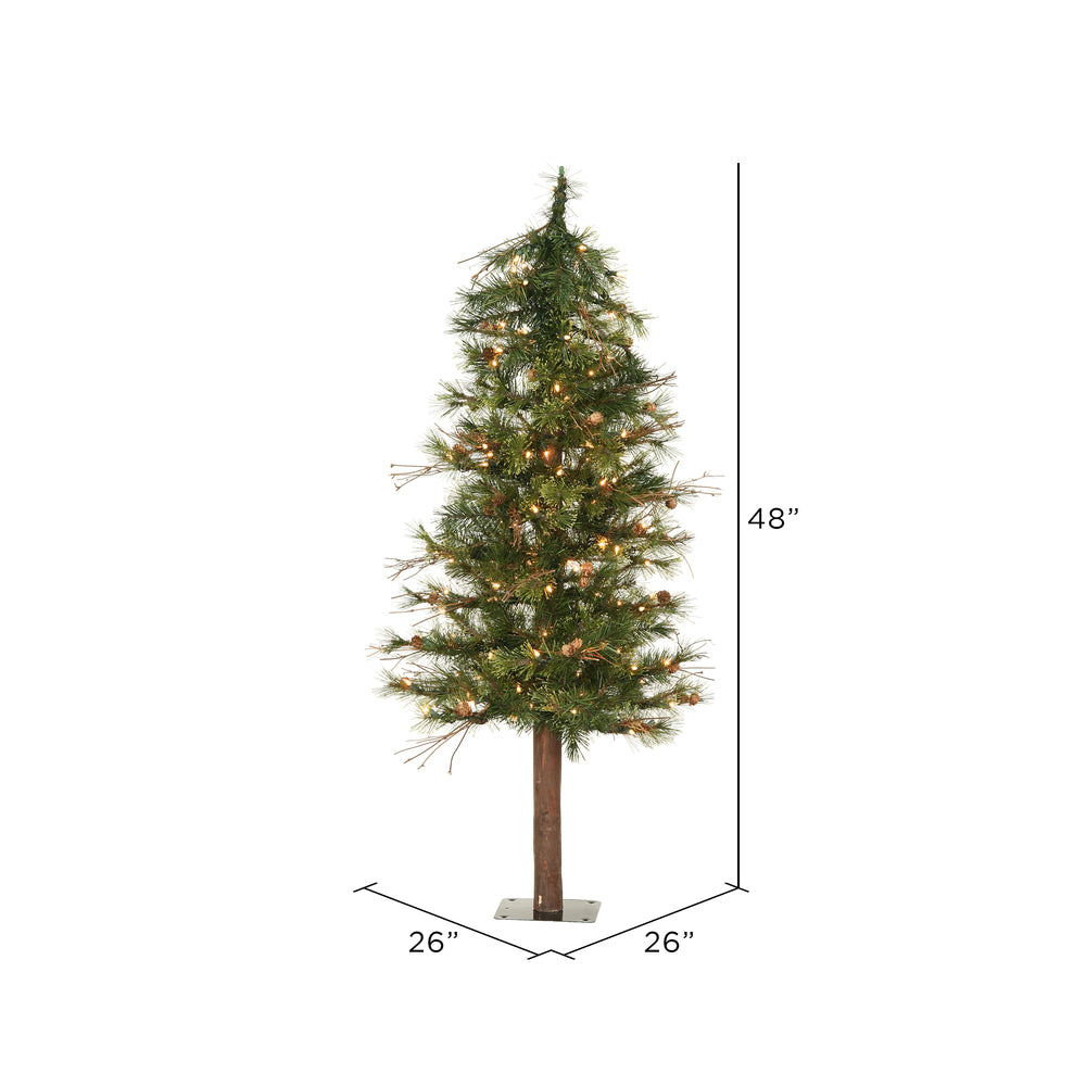 Vickerman 4' Mixed Country Alpine Artificial Christmas Tree Clear Dura-Lit® Mini Lights