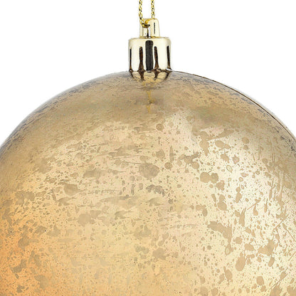 Vickerman 4" Mocha Shiny Mercury Ball Ornament 6 per Bag.