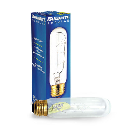 BULBRITE INCANDESCENT T10 MEDIUM SCREW (E26) 60W DIMMABLE LIGHT BULB 2700K/WARM WHITE 25PK (704160)