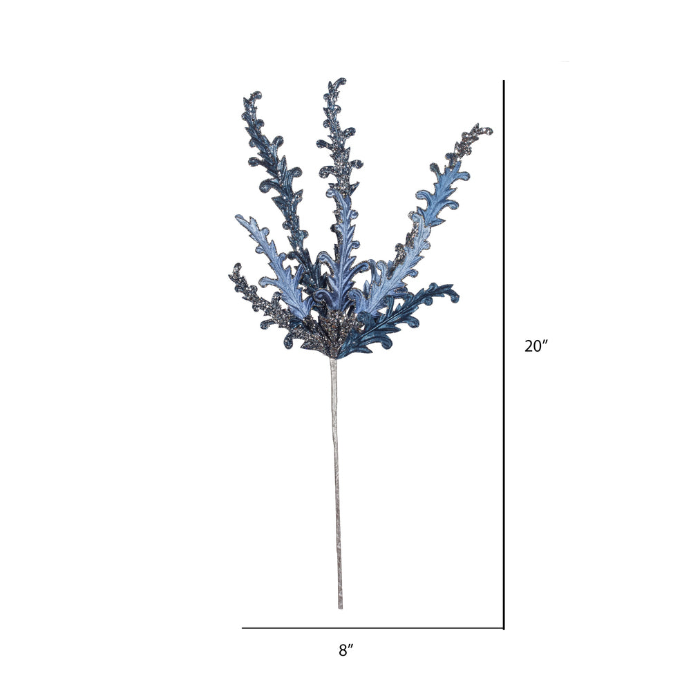 Vickerman 20" Blue Petal Flower Artificial Christmas Spray. Includes 3 sprays per pack.
